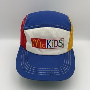 Vintage McDonald’s McKIDS 4 Panel Multi Color Block Stretch Hat Cap 1987 Sz M/L?